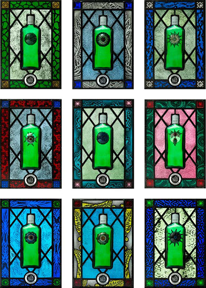 10 green bottles series, additional 9 panels by john reyntiens and alice temperley