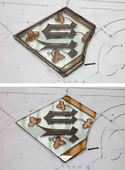 The Houses of Parliament stained glass repairs, before and after