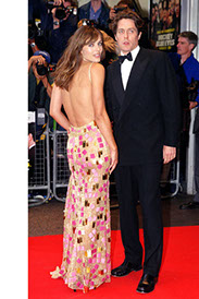 Liz Hurley wearing versace glass beads dress by john reyntiens
