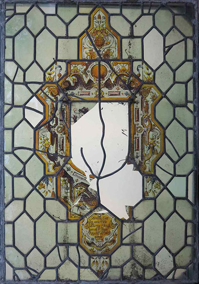 gilling castle stained glass window before restoration by john reyntiens