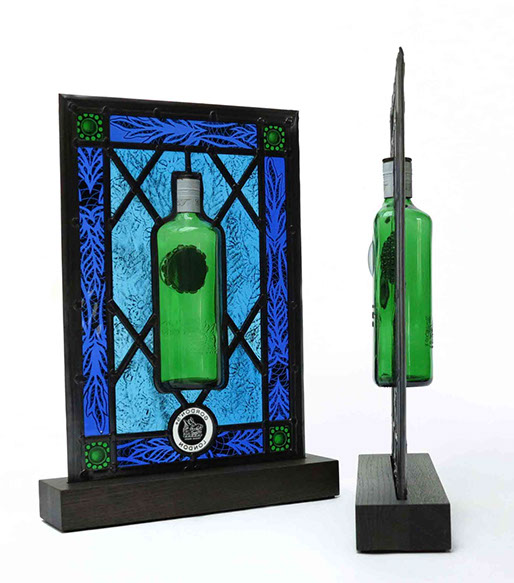 10 green bottles for gordons gin panels by john reyntiens and alice temperley