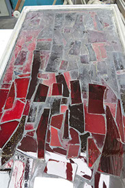During the restoration by reyntiens glass studio of the Keith New stained glass panels at the commonwealth insitute