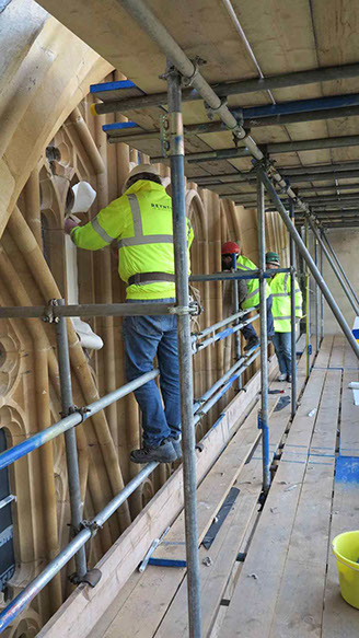Restoration of the houses of parliament westminster hall north window by reyntiens glass studio