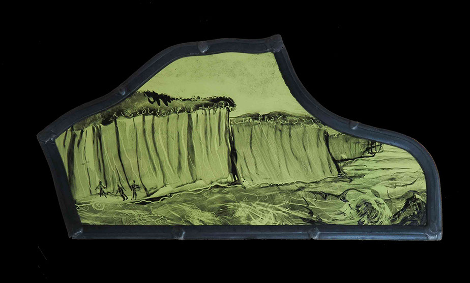 Partrick Reyntiens stained glass painted panel for sale