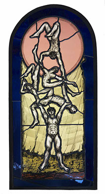 Partrick Reyntiens stained glass painted panel for sale