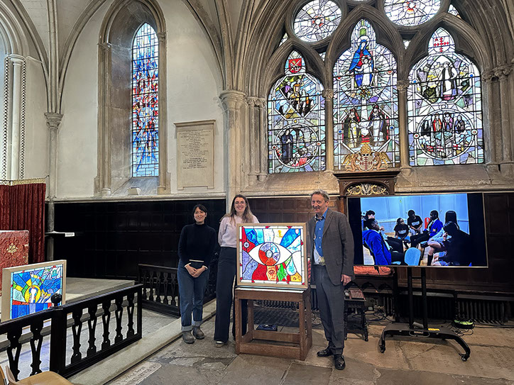 pelham olive armorial stained glass window by john reyntiens