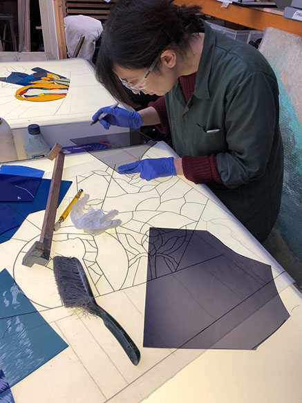 pelham olive armorial stained glass window by john reyntiens