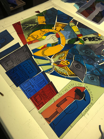 pelham olive armorial stained glass window by john reyntiens