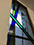 silk-screen printed stained glass, 15 lines of life by john reyntiens during making