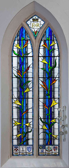 jubilee stained glass window in st pauls mill hill by john reyntiens design