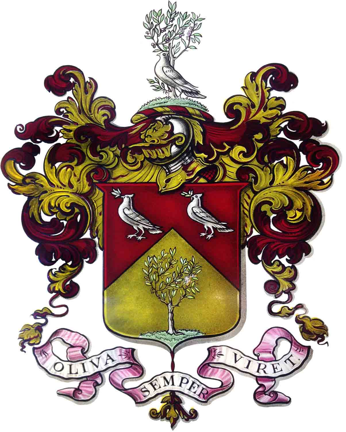 pelham olive armorial stained glass window by john reyntiens