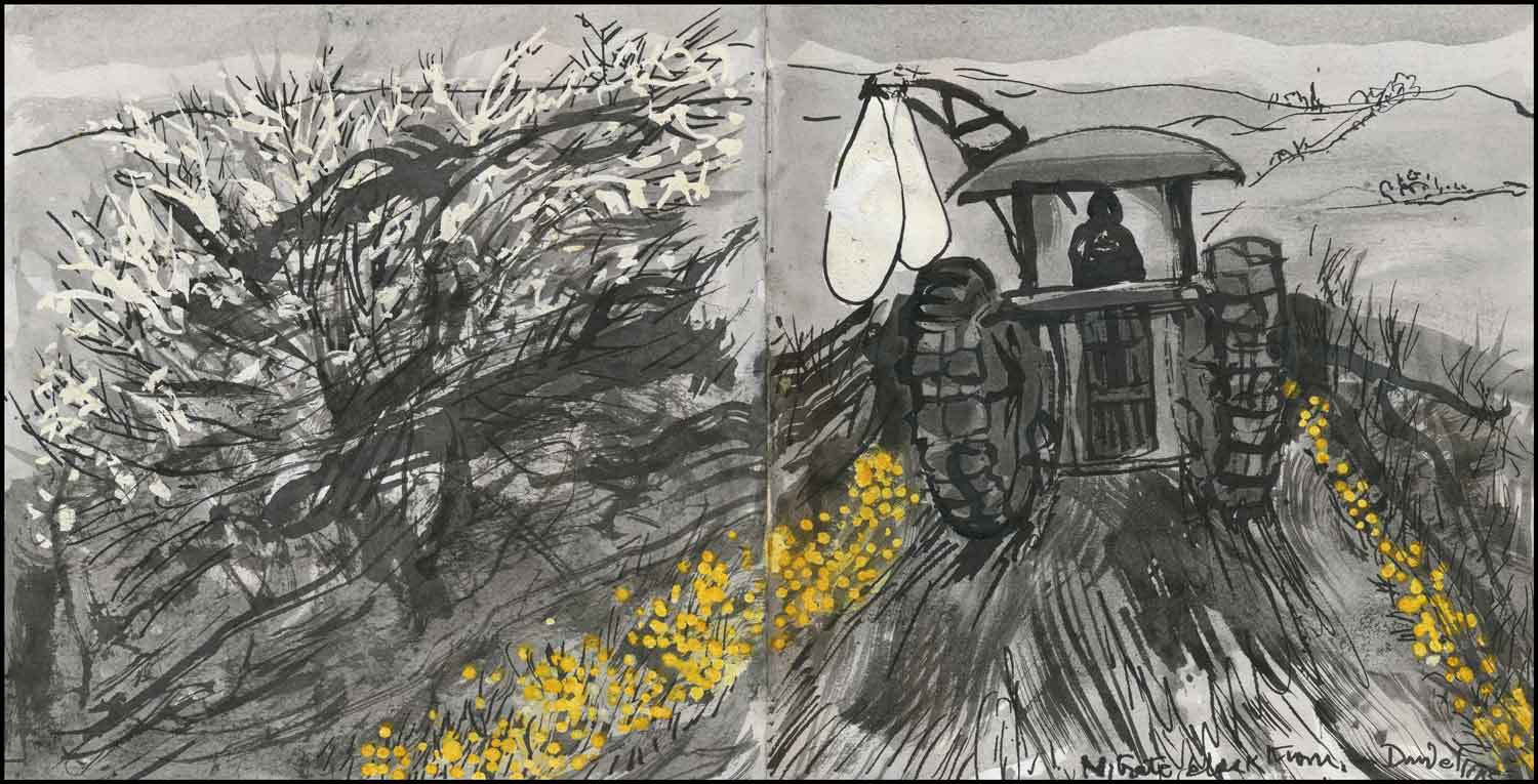 Patrick reyntiens sketchbook print for sale north gate black farm